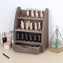 Load image into Gallery viewer, Essential Oils Rack Wooden Nail Polish Storage Organizer, 3 Tiers Removable Cosmetic Perfume Shelf Holder, 45 Slots Wood Storage Display Stand for 5/10/15/20ml Essential Oil Bottles (Natural Brown)