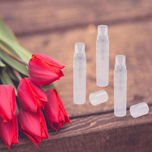 Load image into Gallery viewer, 36Pcs Mini 10ml Clear Atomizer Sprayer Plastic Spray Bottle Refillable Tube Perfume Empty Sample Bottles Mist Spray Bottle,Two Plastic Funnels&Two Glass Droppers for Travel Party Portable Makeup Tool