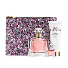 Load image into Gallery viewer, Mon Guerlain Four-Piece Set Eau De Parfum Spray 3.3 oz & 0.16 oz & Body Lotion 2.5 oz & Pouch