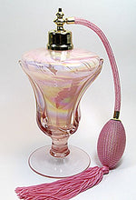 Load image into Gallery viewer, Art Crystal Glass Perfume Cologne Refillable Empty Bottle with Pink Long Cord and Bulb Tassel Atomizer Sprayer