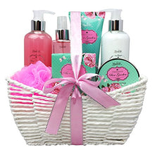 Load image into Gallery viewer, Bath And Body Gift Set with Rose Garden Scent For Women - Spa Bath Kit & Bath Gift Basket Birthday Gift includes Body Lotion, Bubble Bath, Body Scrub, Bath Puff, Bath Salt & Butter