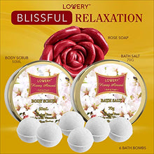 Load image into Gallery viewer, Bath and Body Gift Basket For Women ?Çô Honey Almond Home Spa Set with Fragrant Lotions, 6 Bath Bombs, Reusable Travel Cosmetics Bag and More - 14 Piece Set