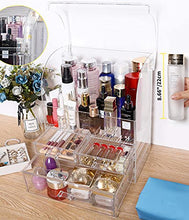 Load image into Gallery viewer, Cosmetics Organizer, Large Acrylic Storage Organizers and Makeup with Lid Cosmetic Storage Drawers, Dust Water Proof Skincare Box for Bathroom Counter Dresser, Brush Lipstick Perfume, High Transparent