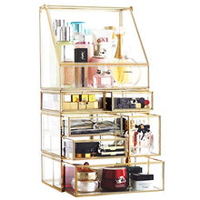 Load image into Gallery viewer, Antique Spacious Mirror Glass Drawers Set/ Vanity Dresser Gold Makeup Storage /Stunning Cube Beauty Display. It Consists of 4Separate Organizers Dustproof for Skincare/Pallete/Perfumes/Brushes/Makeup