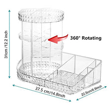 Load image into Gallery viewer, iPEGTOP Acrylic Rotating Makeup Organiser, 360 Degree Rotating Adjustable Jewelry Cosmetic Perfumes Display Stand Box, Great Capacity Make Up Storage For Dresser, Bedroom, Bathroom - Clear
