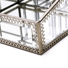 Load image into Gallery viewer, Hersoo Antique Brass Mirror Glass 6-Compartment Perfume Tray for Dresser/Bathroom Organizer Countertop/Mirror Vanity Tray/Perfume Rack Organizer/Cosmetics Organizer