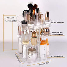 Load image into Gallery viewer, UEK Makeup Organizer, 360 Rotating Adjustable Acrylic Clear Cosmetic Countertop Storage, Large Capacity Crystal Display Stand Box for Lipsticks, Lotion, Perfumes
