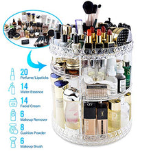Load image into Gallery viewer, InnSweet 360 Rotating Makeup Organizer, Adjustable Cosmetic Storage Display Case with 8 Layers, Large Capacity Cosmetic Shelf, Acrylic Transparent