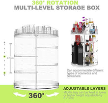 Load image into Gallery viewer, Rotating Makeup Organizer, Boxalls 360 Degree Crystal Adjustable Jewelry Cosmetic Perfumes Display Stand Box, 380 x 260 MM 8 Layers Great Capacity Make Up Storage For Dresser, Bedroom, Bathroom