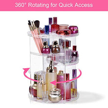 Load image into Gallery viewer, Easyhouse 360?? Rotating Makeup Organizer, Adjustable Multi-Function Cosmetic Storage Organizer, Large Capacity Jewelry Perfumes Display Stand Box (Clear)