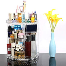 Load image into Gallery viewer, Alexsix 360 Rotating Crystal Cosmetic Storage Box, Adjustable Multifunction Detachable Jewelry Makeup Perfumes Skin Care Products Makeup Sponges Acrylic Clear Organizer, for Dresser Bedroom