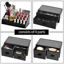 Load image into Gallery viewer, InnSweet Makeup Organizer Acrylic Cosmetic Storage Drawers and Jewelry Display Box, 4 Pieces Makeup Holders, Black