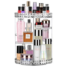 Load image into Gallery viewer, JessLab Makeup Organizer, 360 Degree Rotating Adjustable Cosmetic Perfume Organizer Makeup Storage Carousel Brush Lipstick Holder for Bathroom Vanity, Multi-Function Large Capacity, Diamond Pattern