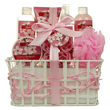 Load image into Gallery viewer, Best Mother's Day Bath and Body - Spa Gift Baskets for Women & Girls, Cherry Fragrance, Spa Birthday Gift Includes Loofah Sponge, Bath Salt, Body Lotion, Soap Rose, Body Mist, Shower Gel Bubble Bath
