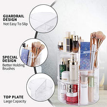 Load image into Gallery viewer, 360 Spinning Makeup Organizer - Rotating Makeup Organiser Storage Lazy Susan Rack for Perfume, Nail Polish - Premium Makeup Brush Holder for Dresser Vanity, Bathroom, Countertop - 7 Adjustable Layers with 4 Trays for Cosmetics, Brushes, Creams - Clear