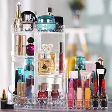 Load image into Gallery viewer, iPEGTOP Acrylic Rotating Makeup Organiser, 360 Degree Rotating Adjustable Jewelry Cosmetic Perfumes Display Stand Box, Great Capacity Make Up Storage For Dresser, Bedroom, Bathroom - Clear
