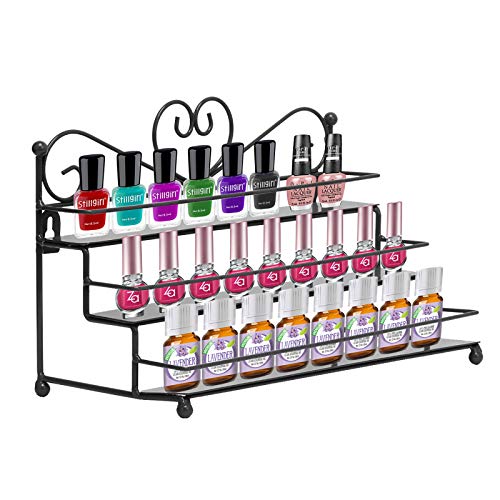Dazone Mounted 3 Tier Metal Shelf Nail Polish Wall Rack Essential Oils ...