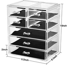 Load image into Gallery viewer, Makeup Organizer Acrylic Cosmetic with 7 Storage Drawers and Jewelry Display Box One-piece
