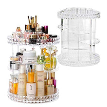 Load image into Gallery viewer, HOSEN 360 Degree Rotation Makeup Organizer Adjustable Multi-Function Acrylic Cosmetic Storage, Transparent Cosmetic Storage Box, Large Capacity, Fits Toner, Cream, Serums, Makeup Brushes, Lipsticks