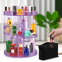 Load image into Gallery viewer, Awenia Makeup Organizer 360-Degree Rotating, Adjustable Makeup Storage, 7 Layers Large Capacity Cosmetic Storage Unit with Makeup Bag, Plus Size(Purple)