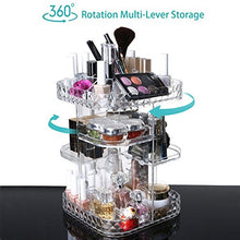 Load image into Gallery viewer, Makeup Organizer 360-Degree Rotating Cosmetic Storage Box, DIY Adjustable Large Capacity Cosmetics Display Case Square Makeup Shelf with Diamond Pattern