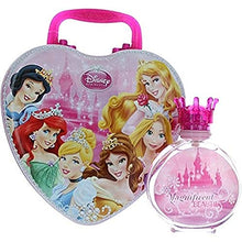 Load image into Gallery viewer, Disney Princess Magnificent Beauties Eau De Toilette Spray for Girls with Metal Lunch Box, 3.4 Fluid Ounce