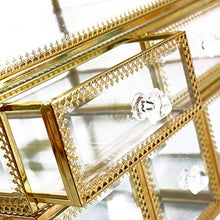 Load image into Gallery viewer, minopigo Antique Spacious Mirror Glass Drawers Set/Metal Cosmetic Makeup Storage/Stunning Jewelry Cube Perfume Organizer. It Consists of 4Separate Organizers Dustproof (Brass)