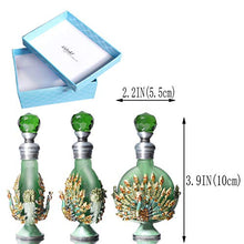 Load image into Gallery viewer, Waltz&F Peacock Frosted Glass Vintage Perfume Bottle Empty Refillable Essential Oil Bottle 10ml (green)