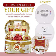 Load image into Gallery viewer, Bath and Body Gift Basket For Women ?Çô Honey Almond Home Spa Set with Fragrant Lotions, 6 Bath Bombs, Reusable Travel Cosmetics Bag and More - 14 Piece Set