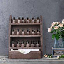 Load image into Gallery viewer, Essential Oils Rack Wooden Nail Polish Storage Organizer, 3 Tiers Removable Cosmetic Perfume Shelf Holder, 45 Slots Wood Storage Display Stand for 5/10/15/20ml Essential Oil Bottles (Natural Brown)