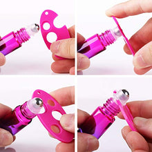 Load image into Gallery viewer, INICE 24 10ml THICK Glass Roller Bottles Roll on Bottle Big Stainless Ball Gradient Color for Essential Oils (3 Dropper, 1 Funnel, 1 Extra Roller Ball, 1 Bottle Opener, 24 Labels)