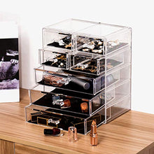 Load image into Gallery viewer, Makeup Organizer Acrylic Cosmetic with 7 Storage Drawers and Jewelry Display Box One-piece