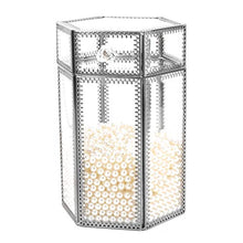 Load image into Gallery viewer, Stunning Silver Large Mirrored Makeup Brush Holder, Glass Brushholder Storage Box with Lid/Dust Free Eyeliner Lipstick Pencils/Perfume Display Vanity Dresser Decor