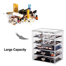 Load image into Gallery viewer, Makeup Organizer Acrylic Cosmetic with 7 Storage Drawers and Jewelry Display Box One-piece