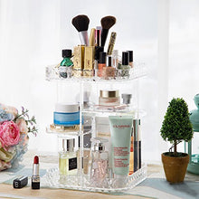 Load image into Gallery viewer, Makeup Organizer 360-Degree Rotating Cosmetic Storage Box, DIY Adjustable Large Capacity Cosmetics Display Case Square Makeup Shelf with Diamond Pattern