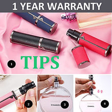 Load image into Gallery viewer, Travel Perfume Atomizer Refillable Perfume Bottle, Travel Cologne Sprayer, Empty Cologne Atomizer Perfume Bottle for Men and Women, Atomizer Spray Bottle with Luxury Leather Case, Leak Proof (Black)