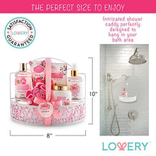 Load image into Gallery viewer, Father's Day Home Spa Gift Basket - Wild Rose & Raspberry Leaf Scent - 7 Piece Bath & Body Set For Men/Women With Shower Gel, Body Lotion, Body Scrub, Bath Salt, Body Mist, Bath Puff & Shower Caddy