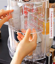 Load image into Gallery viewer, iPEGTOP Acrylic Rotating Makeup Organiser, 360 Degree Rotating Adjustable Jewelry Cosmetic Perfumes Display Stand Box, Great Capacity Make Up Storage For Dresser, Bedroom, Bathroom - Clear