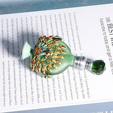 Load image into Gallery viewer, Waltz&F Peacock Frosted Glass Vintage Perfume Bottle Empty Refillable Essential Oil Bottle 10ml (green)