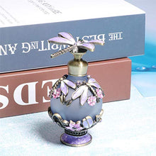 Load image into Gallery viewer, Waltz&F Dragonfly Jeweled Vintage Perfume Bottle Empty Refillable Essential Oil Bottle 25ml (purple)