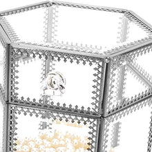 Load image into Gallery viewer, Stunning Silver Large Mirrored Makeup Brush Holder, Glass Brushholder Storage Box with Lid/Dust Free Eyeliner Lipstick Pencils/Perfume Display Vanity Dresser Decor