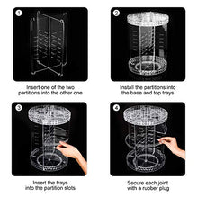 Load image into Gallery viewer, JessLab Makeup Organizer, 360 Degree Rotating Adjustable Cosmetic Perfume Organizer Makeup Storage Carousel Brush Lipstick Holder for Bathroom Vanity, Multi-Function Large Capacity, Diamond Pattern