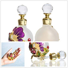 Load image into Gallery viewer, Waltz&F Butterfly and Rose Jeweled Vintage Perfume Bottle Empty Refillable Essential Oil Bottle 25ml (Purple)