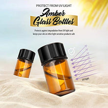 Load image into Gallery viewer, Teenitor 100 Packs 2 ML (5/8 Dram) Essential Oil Bottles, Small Sample Amber Glass Jars With Orifice Reducers And Black Caps For Oil Blends, Perfumes, Lab Chemicals