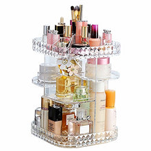 Load image into Gallery viewer, Makeup Organizer 360-Degree Rotating Cosmetic Storage Box, DIY Adjustable Large Capacity Cosmetics Display Case Square Makeup Shelf with Diamond Pattern
