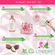 Load image into Gallery viewer, Father's Day Home Spa Gift Basket - Wild Rose & Raspberry Leaf Scent - 7 Piece Bath & Body Set For Men/Women With Shower Gel, Body Lotion, Body Scrub, Bath Salt, Body Mist, Bath Puff & Shower Caddy