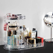 Load image into Gallery viewer, iPEGTOP Acrylic Rotating Makeup Organiser, 360 Degree Rotating Adjustable Jewelry Cosmetic Perfumes Display Stand Box, Great Capacity Make Up Storage For Dresser, Bedroom, Bathroom - Clear
