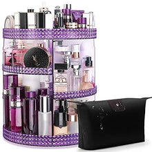 Load image into Gallery viewer, Awenia Makeup Organizer 360-Degree Rotating, Adjustable Makeup Storage, 7 Layers Large Capacity Cosmetic Storage Unit with Makeup Bag, Plus Size(Purple)