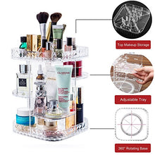 Load image into Gallery viewer, Makeup Organizer 360-Degree Rotating Cosmetic Storage Box, DIY Adjustable Large Capacity Cosmetics Display Case Square Makeup Shelf with Diamond Pattern