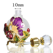 Load image into Gallery viewer, Waltz&F Butterfly and Rose Jeweled Vintage Perfume Bottle Empty Refillable Essential Oil Bottle 25ml (Purple)